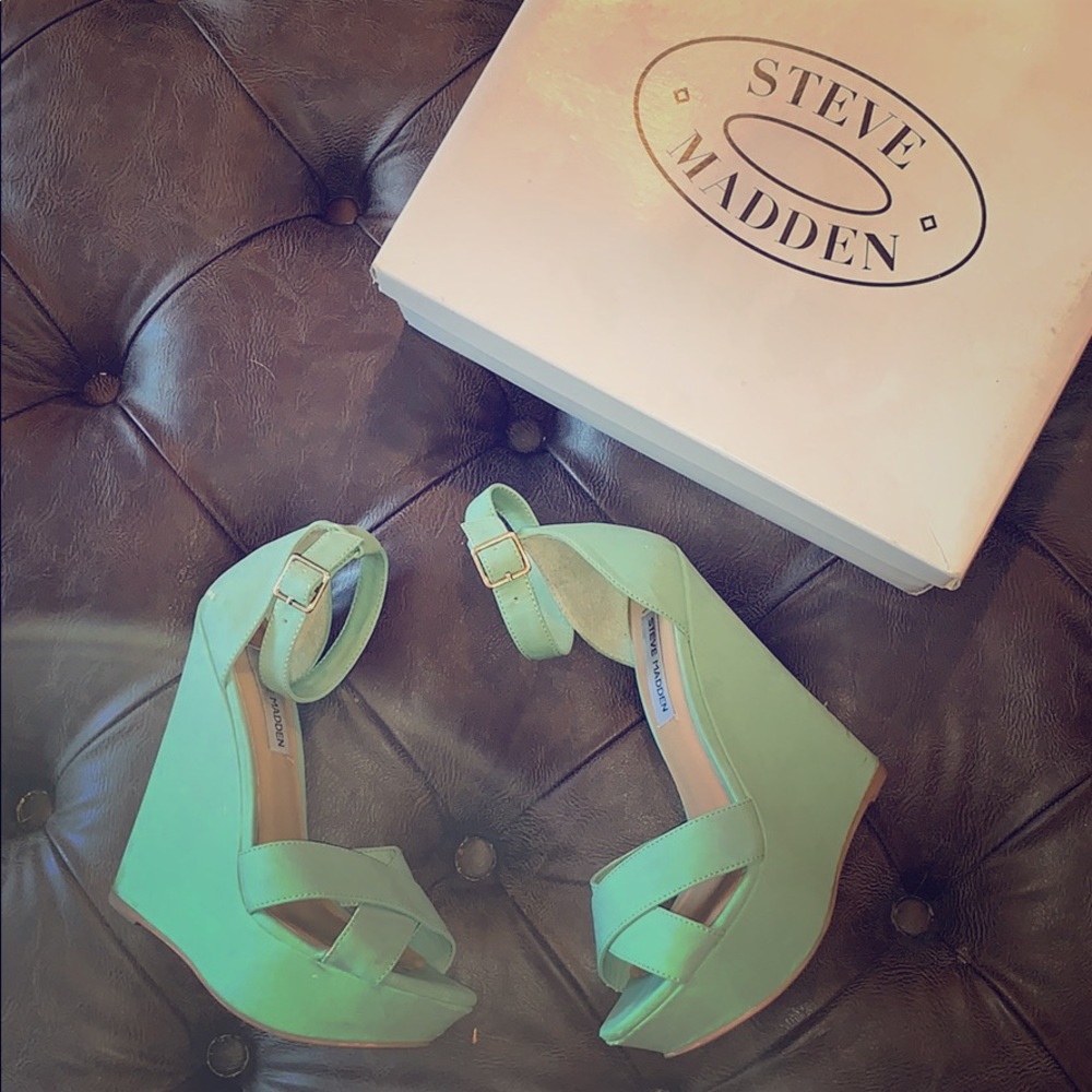 Steve Madden XENON Mint Green Super High Wedges